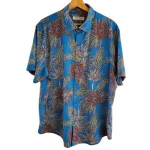 Tommy Bahama IslandZone Blue Tropical Floral Shirt XL Lightweight Resort